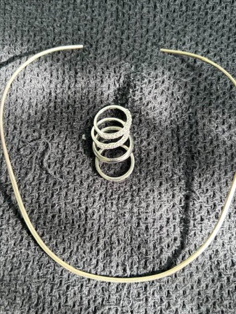 Silver-tone Collar Necklace and Rings